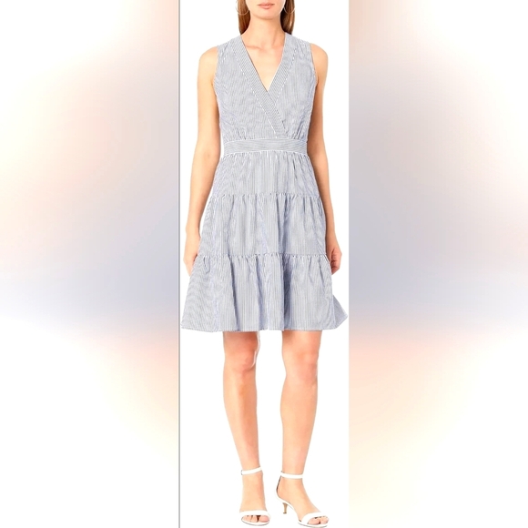 Tommy Hilfiger Textured Stripe Tiered Fit & Flare Dress – Size 14 – NWT - Picture 4 of 6